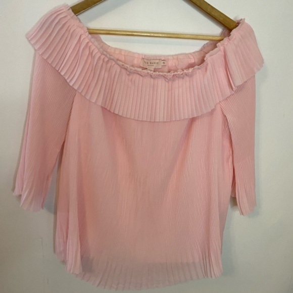 Ted Baker London Barbiecore Pink Pleated Feminine Top - Picture 12 of 14